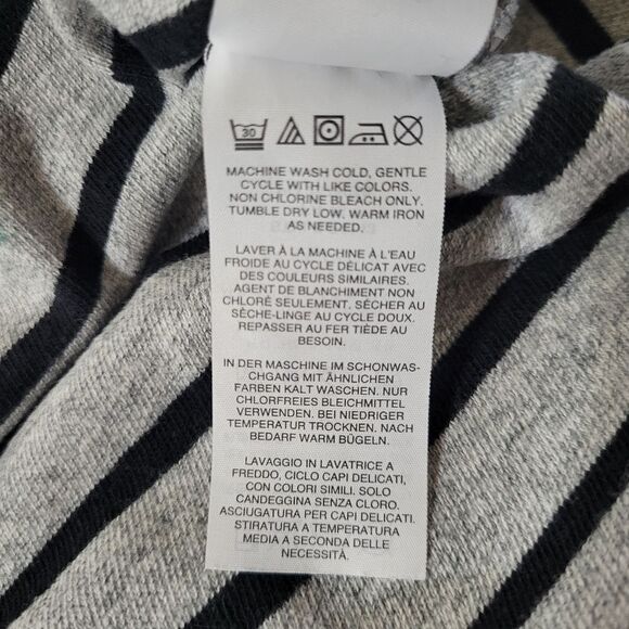 J.Crew Women's Roundneck Black Gray Stripe Long Sleeve Pullover Top - Picture 12 of 15